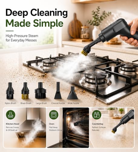 Image of Handheld Steam Cleaner for Home, 2500W High Pressure Steam Cleaner for Car Detailing, 3 Steam Levels, 1600Ml Tank, High Heat Steamer for Bed Bugs, Couch, Furniture, Kitchen, Bathroom, Floors