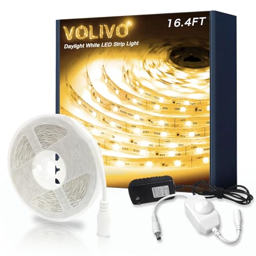 VOLIVO Warm White LED Strip Lights, 16.4ft Dimmable 6500K Lights for Mirror by VOLIVO - Used condition - US$10.44