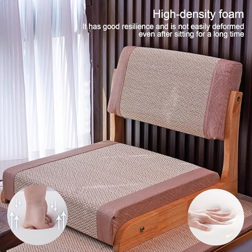 Silla plegable de meditación, silla baja japonesa con soporte trasero, asiento de suelo para ventanas de bahía, balcón, sala de estar, dormitorio