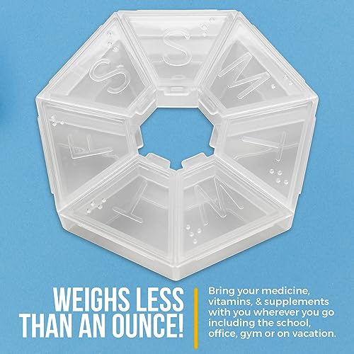 Image of MEDca Weekly Pill Organizer Clear 7-Sided Pill Reminder, Hexagon Shaped, Case of 100