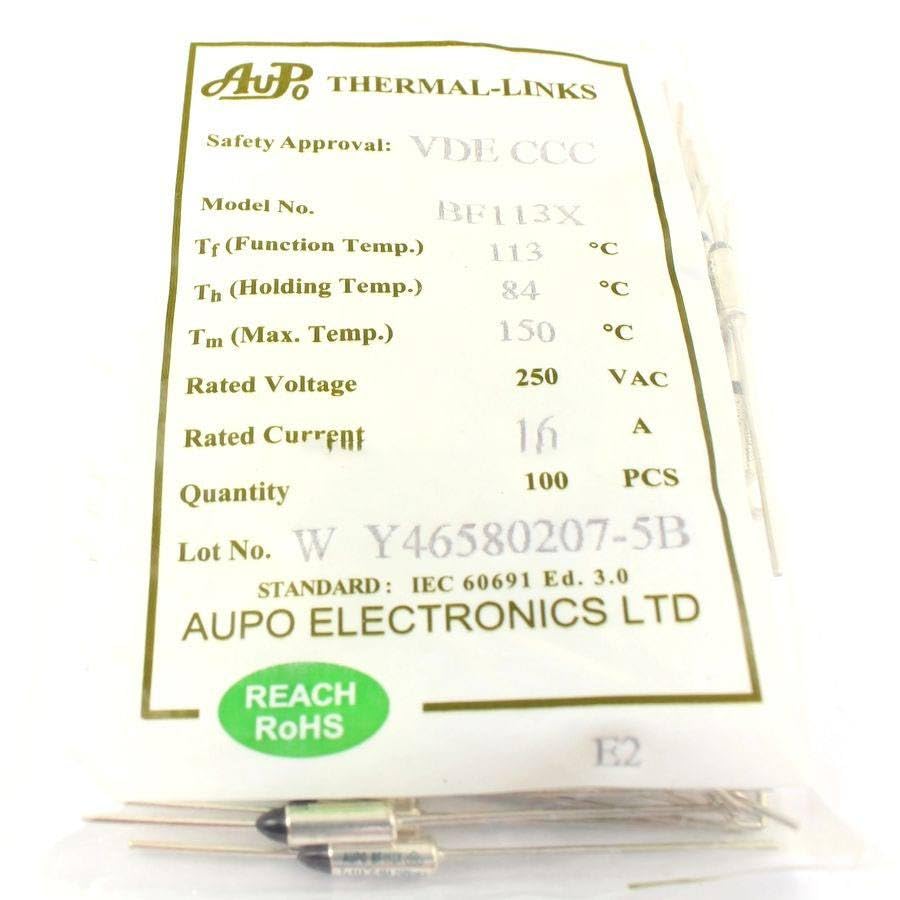 Generic 10 Pcs Thermal Fuse Cutoff TF 113 Degree 250V 16A BF113X