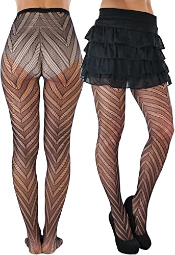 Image of ToBeInStyle Women's Vintage Art Deco Chevron Ornate Design Tights Pantyhose