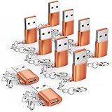USB to USB C Adapter with Keychain 10 Pack, 5Gbps Data Transfer & 18W Charging USB-C Female to USB-A 3.0 Male Converter USBC-C Type C OTG for iPhone 17/16/15 iPad Android Phone and More