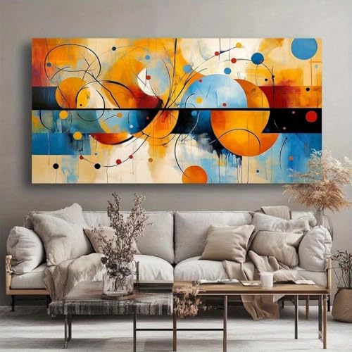 Toile murale abstraite géométrique avec cadre peinture encre XBTYKPB 50x100