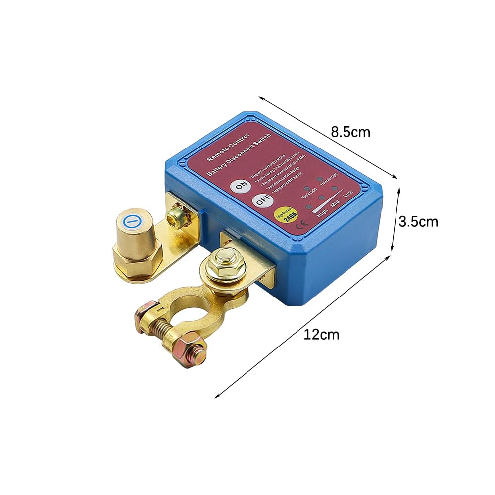 Alnicov Interrupteur isolateur de batterie de voiture télécommandé sans fil, interrupteur isolateur de batterie 12 V 240 A, interrupteur antivol de batterie RV et marine