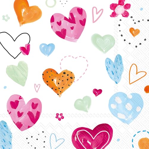 IHR Ideal Home Range Cocktail Napkins Disposable 3-Ply Paper Party Napkin Pack 5 x 5 Heart Of Joy 20-Count