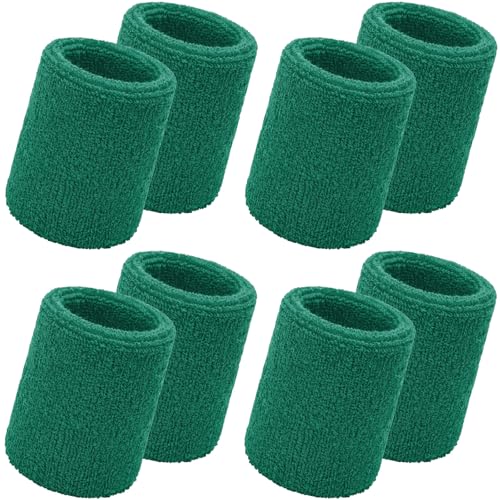 Image of WILLBOND 8 Pack Wrist Sweatbands Sports Wristbands Tennis Sweatbands Neon 80s Thick Cotton Gymnastics Sweat Band Athletic Football Soccer Sports Wristband for Men Women Party