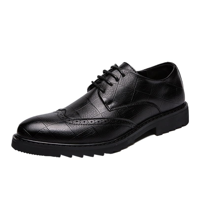 Zapatos de cuero para hombres formales con cordones y puntera puntiaguda antideslizante