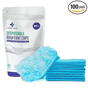 Careview CV-BFC Stretchable, Disposable Non-Woven Bouffant Caps/Surgical Caps/Cooking Caps (Blue, Pack of 100)