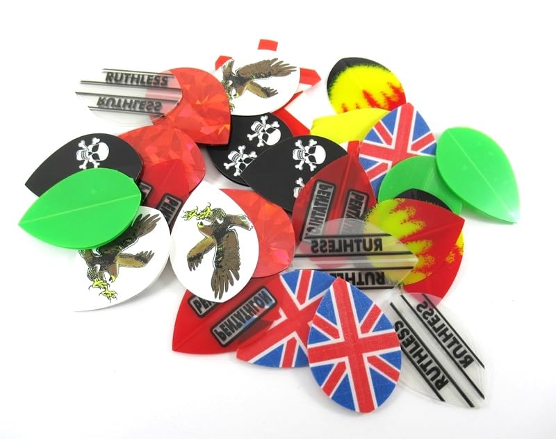 US Darts 10 Sets (30 Flights) Mixed Pear Dart Flights - Includes 100 and 150 Micron Flights