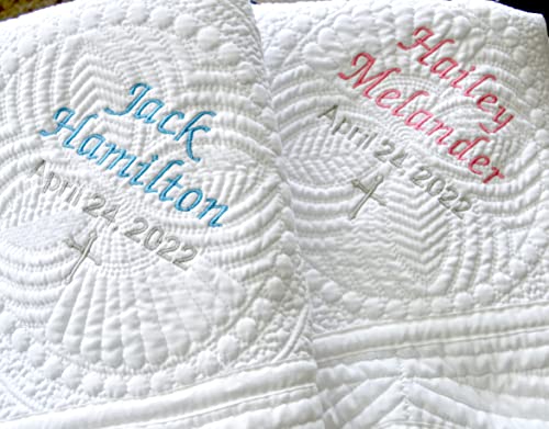 Personalized Baby Baptism Date Blanket Girl Boy Monogrammed Birth Dedication Christening Gift (Name Date Cross) - Image 6