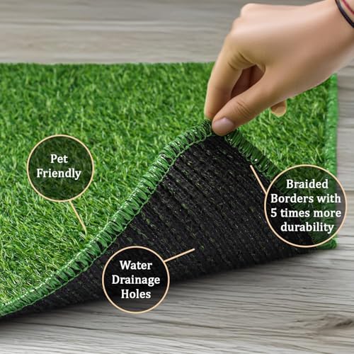 Image of LOOM 35 mm Artificial Grass Green Mat Carpet | High Density Premium Lawn Turf | Indoor & Outdoor Use | Washable, Dust & Waterproof Mats | Skin Friendly (Size - 2 x 3 feet)