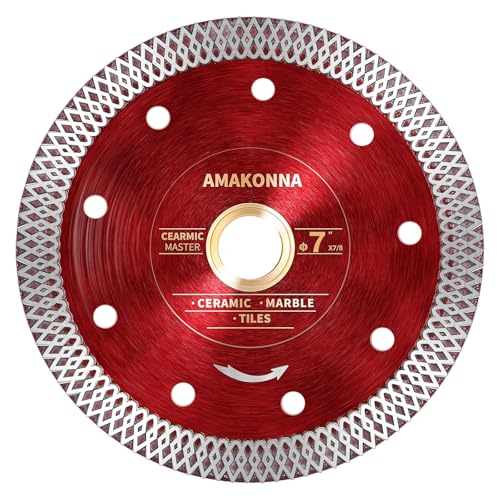 AMAKONNA Diamond Saw Blade,7''Diamond Blade for Wet/Dry Cutting,for Tile, Concrete