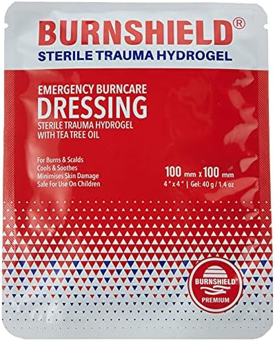 Burnshield SJA75318 Premium Sterile Emergency Burn Dressing ,White,4"x4" (10cm x 10cm)"Cools The Burn"