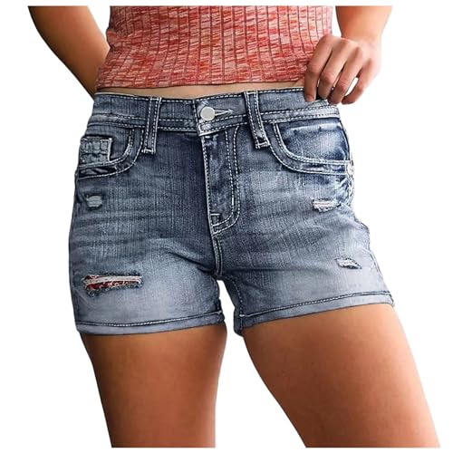 Short plage femme sexy taille haute en jean denim à motif imprimé original