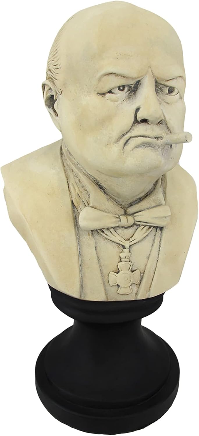 Things2Die4 Molded Plaster Winston Churchill with Cigar Bust Statue