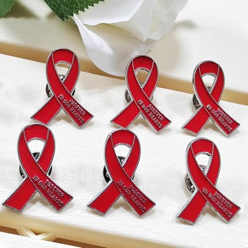 Image of 20 Pcs Funeral Ribbon Awareness Pins Memorial Lapel Brooches Forever In Our Hearts For Mourning Event