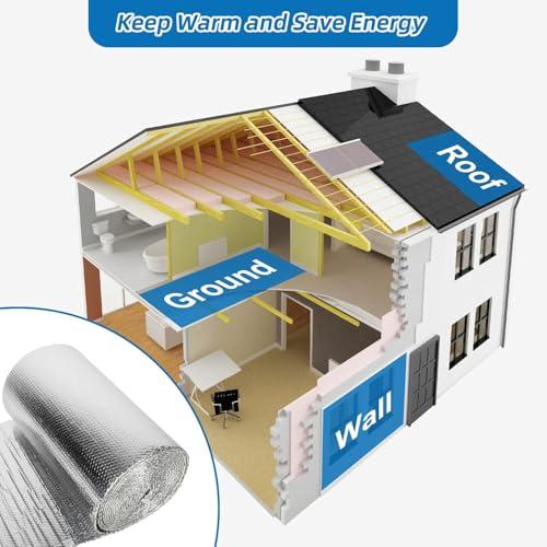Dripex Aluminisierte Isolierfolie Dämmfolie Doppelte Alu-Luftpolsterfolie Dachisolierung 4-5mm Isolierungsfolie Wärmehaltung (1.0x15m - 15㎡)