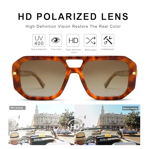 VANLINKER Retro Polarized Square Aviator Sunglasses for Women Men 2025 Trendy Shades VL9753X4