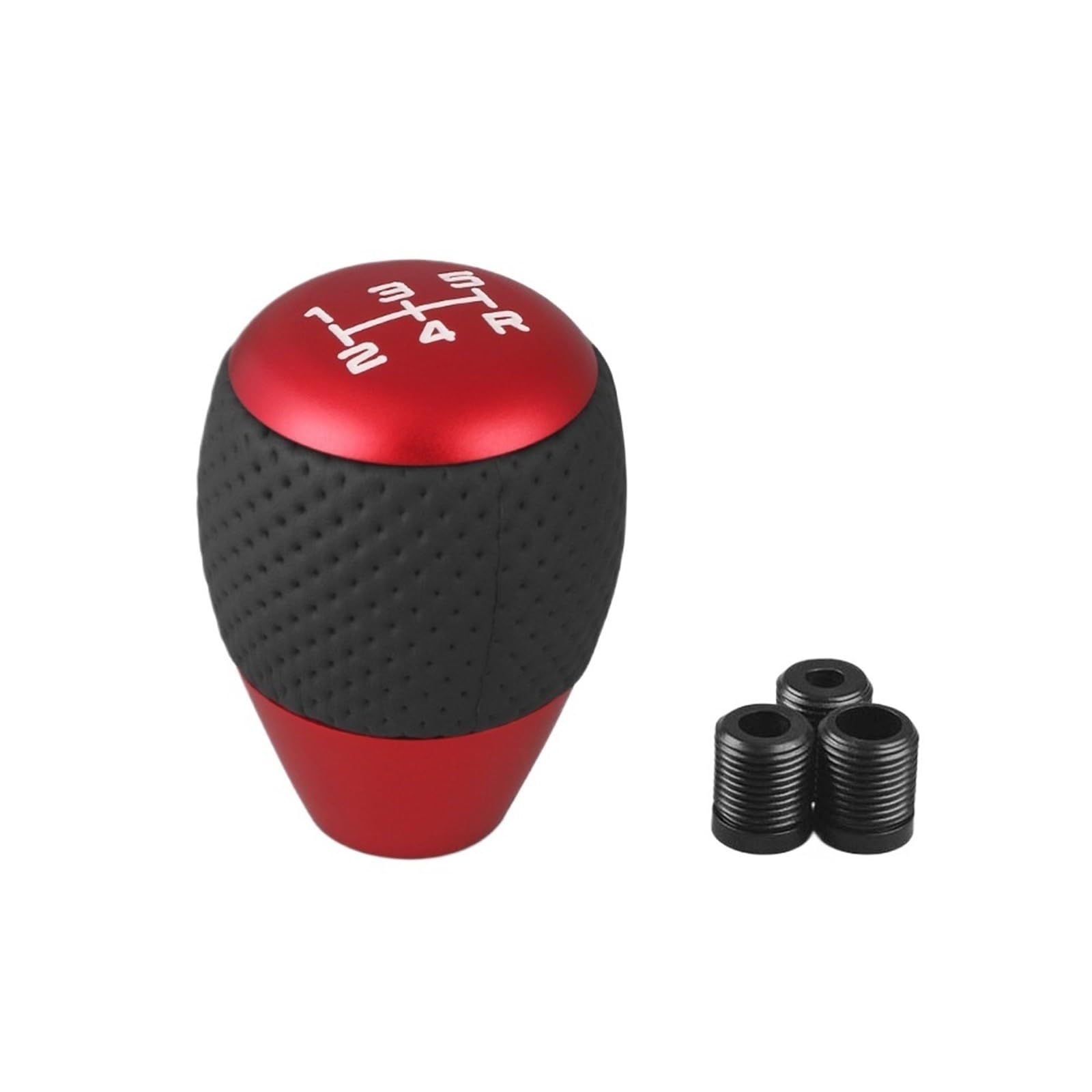 Htrdtd Red Car Handbrake Levers Car 5 Speed Knob Shift Head With M8 M10 M12 Adapter Aluminium Gear Leather Lever Level Handbrake Lever(Red)