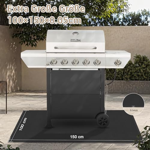 Mondoshop Feuerfeste Unterlage 100 × 150 cm- Bodenschutzmatte,Hitzeschutzmatte, Splatter Matte, Grillmatte für Gasgrill, Holzkohlegrill, Feuerschale, Kamin, Rasen, Terrasse, Camping & Outdoor BBQ