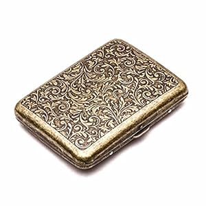 Cigarette Case – Retro Metal Cigarette Box Double Sided Spring Clip Open Pocket Holder for 20 Cigarettes (Golden)