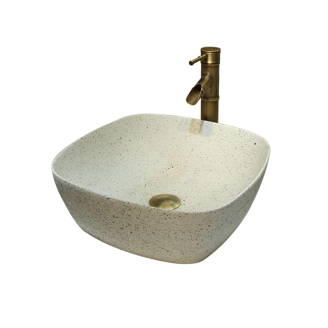Gljtuo Light Bathroom Vessel Sink Bowl Basin Luxury Square Countertop Basin Hand Basin Ceramic Household Washbasin Round Art Sink Bathroom Washbasin Lavatory Above Counter Vanit