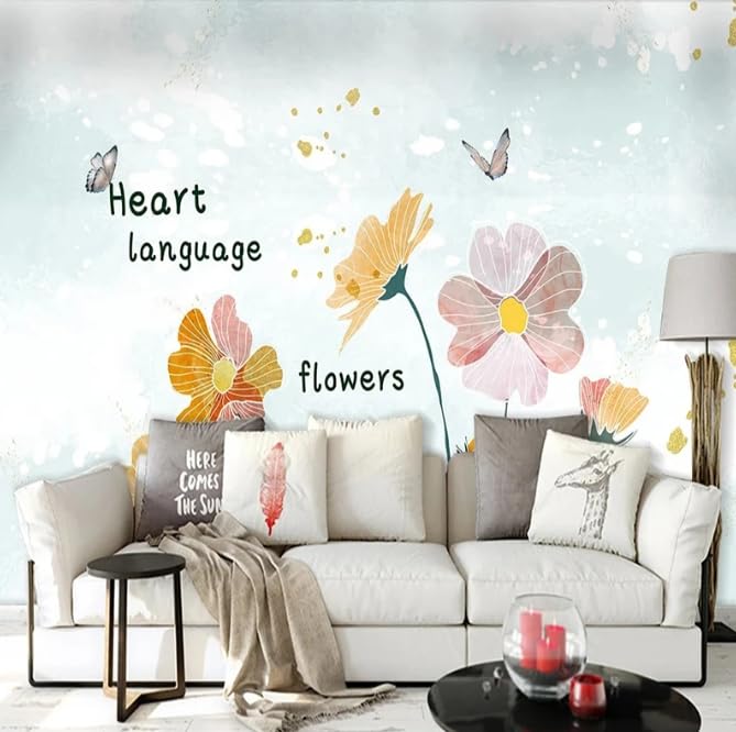 Papier peint fleurs roses 3D pour agrandir une petite piece sombre et illuminer les murs
