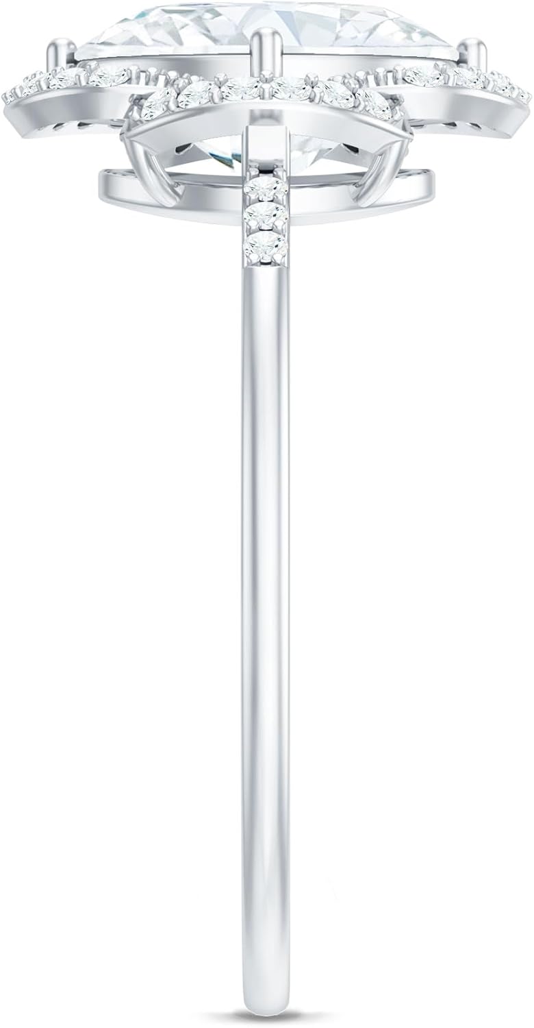 Certified Moissanite Oval Engagement Ring in Silver, D-Vs1 Quality, Moissanite Designer Ring - Christmas Gift For Women