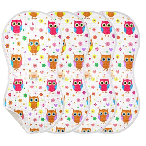 Muslin Baby Burp Cloths Set of 1, Soft Absorbent Whimsical Owls Pattern Cotton Burping Cloth, Milk Spit Up Rags for Newborn Unisex, 22 x 11 Inch3