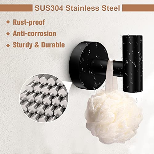 Bjiotun 2 Pack Toilet Paper Holder Wall Mount & 4 Pack Towel Hooks For Bathrooms, Sus304 Stainless Steel Black Toilet Paper Holder & Coat Hooks Towel Hanger For Bedroom Kitchen Bathroom Storage #TOP5