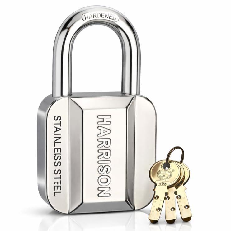 Image of Harrison Padlocks /Square Padlock 60mm with 3 Keys 0584 Pack of 1 /Padlock, Padlocks, Locks for Home, Locks for Main Door, gate Lock