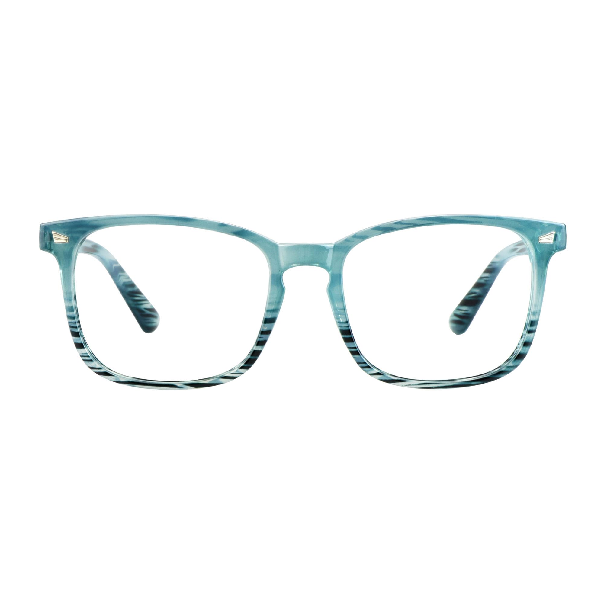 LAMBBAA Vintage Square Progressive Multifocal Presbyopic Glasses, Blue Light Blocking Glasses for Men Women Readers (Slateblue, +0.00/+1.75