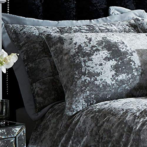 Catherine Lansfield Crushed Velvet Pillowsham Pair Silver