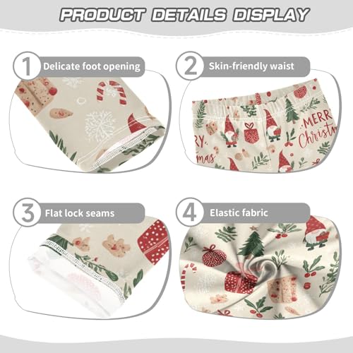 Cartoon Gnomes Gifts Candy Cookies Green Christmas Trees Girls Leggings Kids Yoga Pants Dance Active Tights 4T3