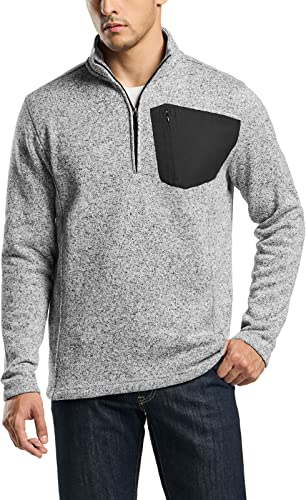 TSLA Men's Quarter Zip Thermal Fleece Lined Sweater, Winter Lightweight Soft Pullover Collar Sweatshirt2