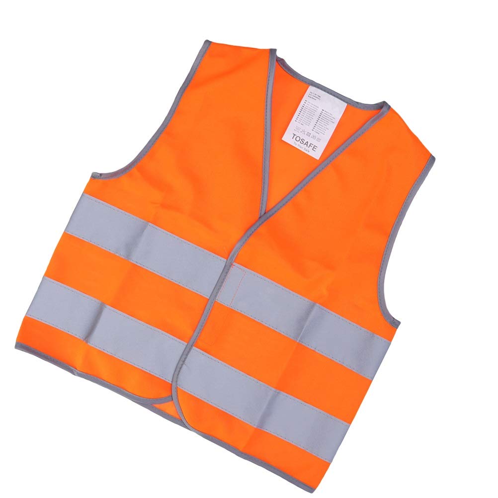 Kamizelki ochronne 6 szt. dziecięca fluorescencyjna kamizelka bezpieczeństwa kamizelka bezpieczeństwa wysoka widoczność przenośna kamizelka odblaskowa do aktywności na świeżym powietrzu bieganie jazda wysoka widoczność kamizelki odblaskowe (kolor: Pomarań