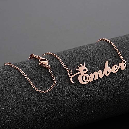SKQIR Personalized Name Necklace Rose Gold Custom, Customized Chains Name Pendants Necklaces Personalized Name Necklace with Crown for Women Girl Gift4