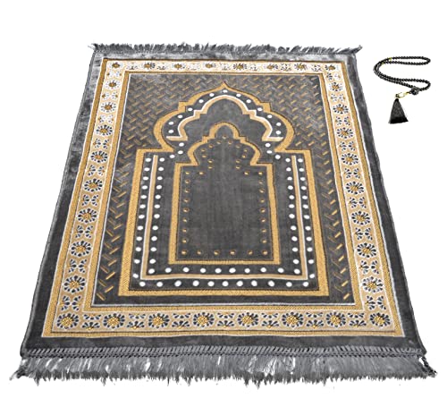 TB Islamic Prayer Rug Soft Velvet Muslim Mat Unique Arabic