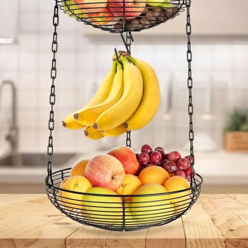 Frutero colgante de 3 niveles de alambre para liberar espacio y eliminar el desorden en la cocina 4