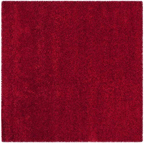 Image of Imra carpet 7 feet by 7 for Living Room Handwoven Fluffy Shag Thickness (210 X 210 cm) Color Red