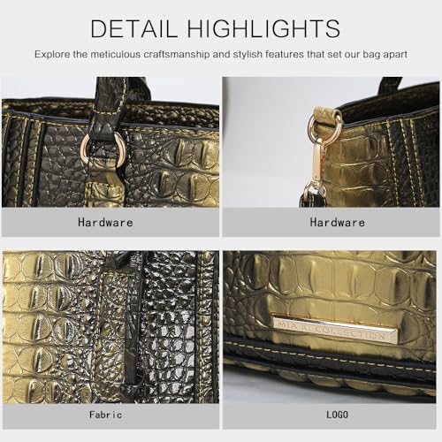 Image of MKF Collection Satchel Bag for Women's Crocodile Embossed Vegan leather Crossbody Tote Handbag Top-Handle Purse by Mia K