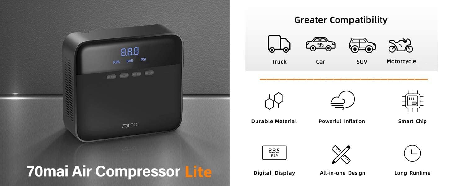 70MAI TP03 AIR COMPRESSOR LITE MIDRIVE BOMBA DE RUEDAS AUTOMÁTICA COMPRESOR COMPRESOR