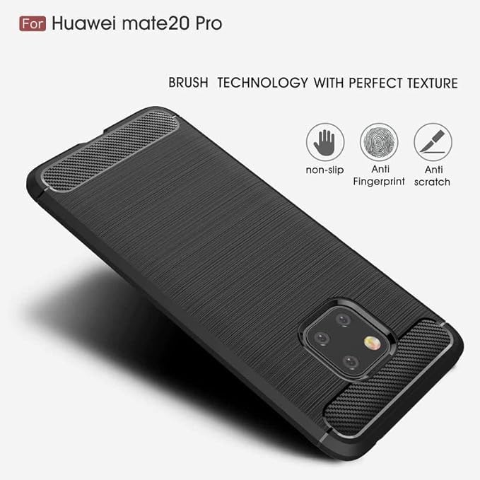 Image of Hybrid Carbon Fiber Back Case for Huawei Mate 20 Pro (Black)
