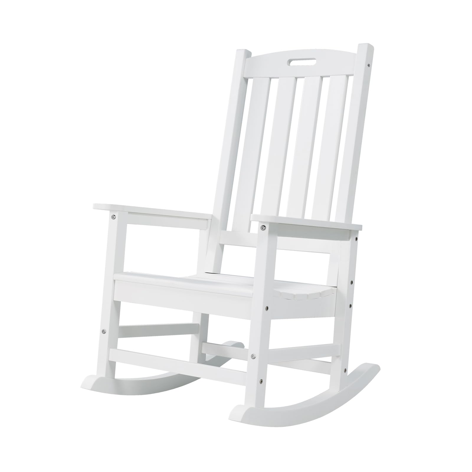 Psilvam Oversized Outdoor Rocking Chair, HDPE Porch Rocker (White)