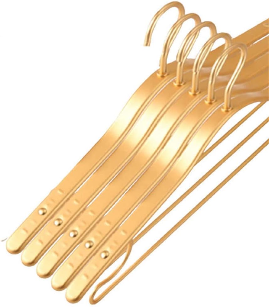 5-Pack Metal Hangers Aluminum Alloy Non-Slip Thickened Winter Coat Hangers Household Storage Hangers (Gold,44.5 * 20.5cm) (Gold 44.5 * 20.5cm)