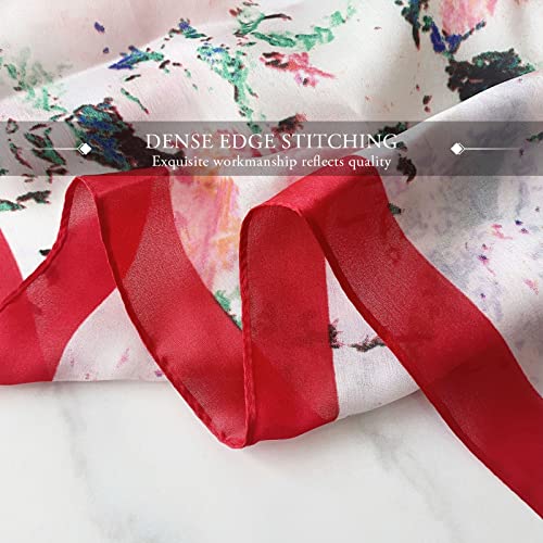 Women's Silk Scarf Colorful Painting Romantic Camellia Leaf Print Long Scarves Warm Sunscreen Shawl Stole Beach Wrap4