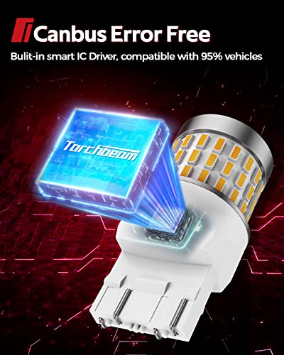 Torchbeam 7443 Led Bulbs, Amber T20 7440 7441 7444 W21W Turn Signal Led Bulbs, Ultra-Bright 3000Lm Wedge Tail Light With Projector, Replacement For Parking Signal Brake Side Marker Light, Pack Of 2 #TOP4