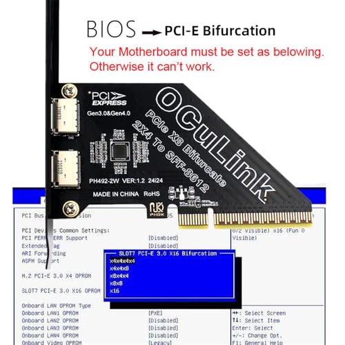Image of Xiwai PCI-Express 4.0 8X PCIE Detachable to Dual Oculink 4X SFF-8612 SFF-8611 VROC Raid0 Adapter for U.2 SSD eGPU Graphics Card External Dock