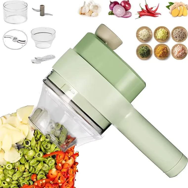 Comparison: Best Electric Vegetable Dicer 11 FEEMONT 4 in 1 Electric Vegetable chopper hand held, Ninja Food Chopper, Mini Garlic chopper, Fruit Slicer, Egg whisk and Meat Mincer,Handheld Vegie Cutter for Salad